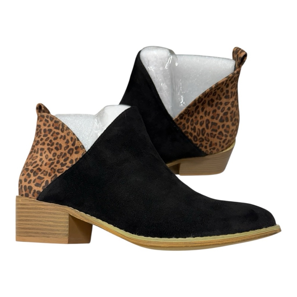 Chic Black and Leopard Ankle Booties